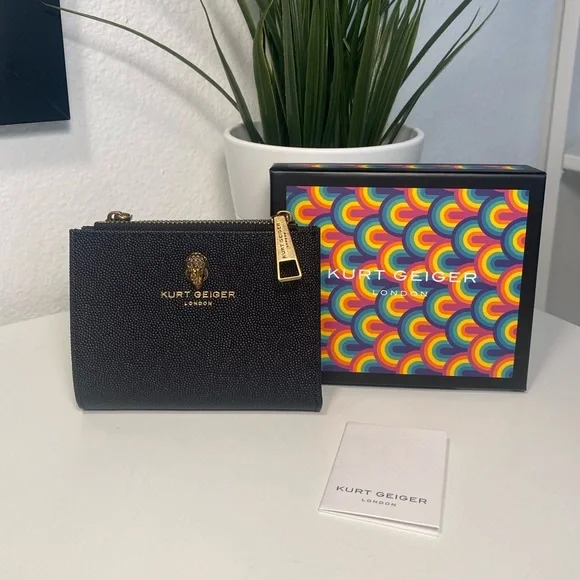 NIB Kurt Geiger Caviar Embossed Leather Mini Wallet - Picture 3 of 14